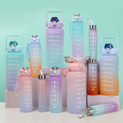 32oz BPA Free Time Marker 3Pcs πλαστικό παγωμένο μπουκάλι νερού κίνησης για αθλητές Ροζ
