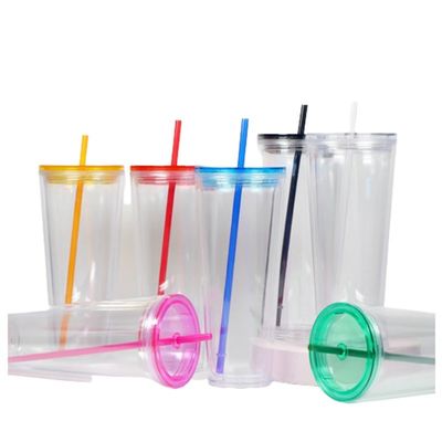 710ml καθαρό μπουκάλι νερού 24oz πλαστικό tumblers με κάλυμμα και άχυρο για την περίσταση του πάρτι