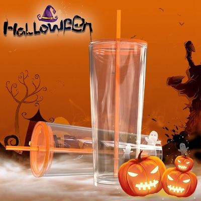 710ml καθαρό μπουκάλι νερού 24oz πλαστικό tumblers με κάλυμμα και άχυρο για την περίσταση του πάρτι