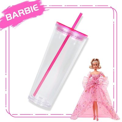 710ml καθαρό μπουκάλι νερού 24oz πλαστικό tumblers με κάλυμμα και άχυρο για την περίσταση του πάρτι