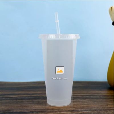 710ml καθαρό μπουκάλι νερού 24oz πλαστικό tumblers με κάλυμμα και άχυρο για την περίσταση του πάρτι