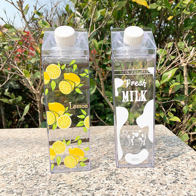 Unisex 500ml Διαφανές πλαστικό μπουκάλι νερού Εφαρμόσιμο για βραστό νερό Γλυκό τετράγωνο σχεδιασμό