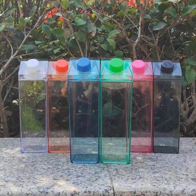 Unisex 500ml Διαφανές πλαστικό μπουκάλι νερού Εφαρμόσιμο για βραστό νερό Γλυκό τετράγωνο σχεδιασμό