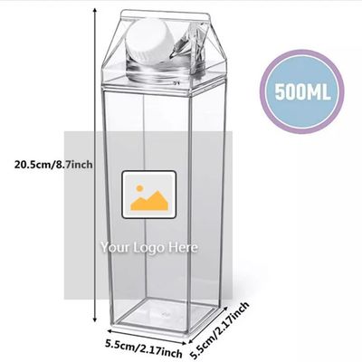 Σύγχρονη 17oz 500ml Τροφική ποιότητα πλαστικό εξωτερικό Διαφανές γάλα τετράγωνο κουτί μπουκάλι νερού