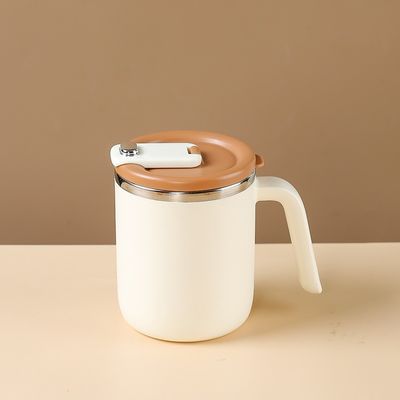 500ml Ατσάλινο Κύπελλο Καφέ Ευρύ στόμα Προσαρμοσμένο σχεδιασμό Μεταφορτώσιμο με λαβή και καπάκι