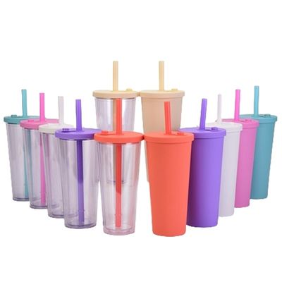 24oz 700ml Tumbler Bubble Cups Double Wall Plastic Boba Bubble επαναχρησιμοποιήσιμες κούπες με κάλυμμα