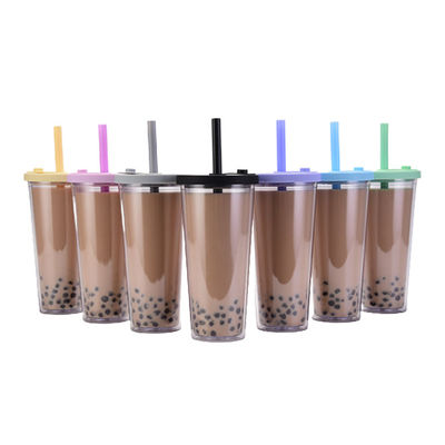 24oz 700ml Tumbler Bubble Cups Double Wall Plastic Boba Bubble επαναχρησιμοποιήσιμες κούπες με κάλυμμα