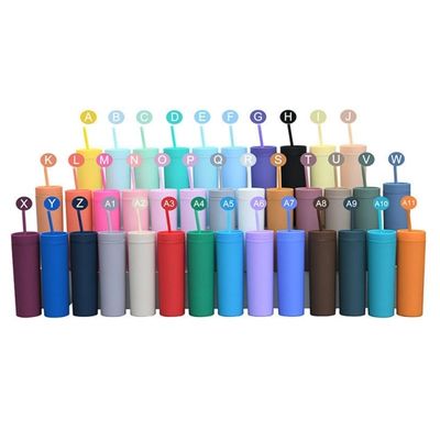 16oz Custom Matte μπουκάλι νερού διπλό τοίχωμα Ακρυλικό Tumbler Καφέ Γάλα Κούπα με άχυρο