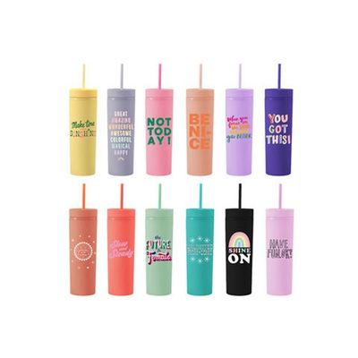 16oz Custom Matte μπουκάλι νερού διπλό τοίχωμα Ακρυλικό Tumbler Καφέ Γάλα Κούπα με άχυρο