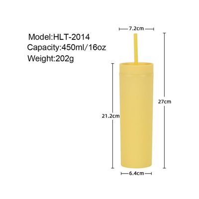 16oz Custom Matte μπουκάλι νερού διπλό τοίχωμα Ακρυλικό Tumbler Καφέ Γάλα Κούπα με άχυρο