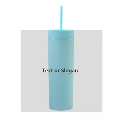 16oz Custom Matte μπουκάλι νερού διπλό τοίχωμα Ακρυλικό Tumbler Καφέ Γάλα Κούπα με άχυρο