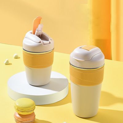 Προσαρμοσμένο λογότυπο 350ml 480ml 316 μπουκάλι νερού από ανοξείδωτο χάλυβα με κάλυμμα από σιλικόνη και άχυρο