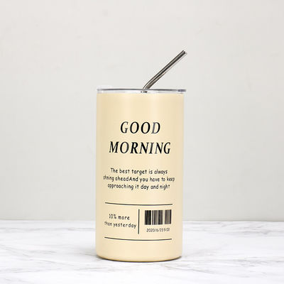 Χάλυβα από ανοξείδωτο χάλυβα 320ml/600ml Διπλό τοίχωμα λεπτές ευθείες απομονωμένες κούπες καφέ με κάλυμμα και άχυρο