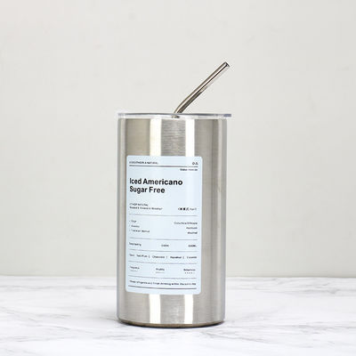Χάλυβα από ανοξείδωτο χάλυβα 320ml/600ml Διπλό τοίχωμα λεπτές ευθείες απομονωμένες κούπες καφέ με κάλυμμα και άχυρο