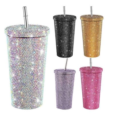 500ml/750ml Tumbler Προσαρμοσμένο χρώμα Διπλό μονωμένο από ανοξείδωτο χάλυβα εξωτερικό μπουκάλι ταξιδιού με καλαμάκια