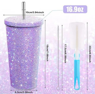 500ml/750ml Tumbler Προσαρμοσμένο χρώμα Διπλό μονωμένο από ανοξείδωτο χάλυβα εξωτερικό μπουκάλι ταξιδιού με καλαμάκια