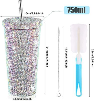 500ml/750ml Tumbler Προσαρμοσμένο χρώμα Διπλό μονωμένο από ανοξείδωτο χάλυβα εξωτερικό μπουκάλι ταξιδιού με καλαμάκια