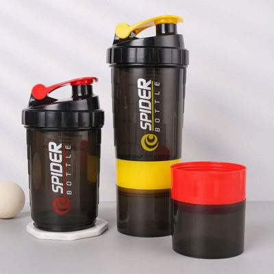 500 ml Τρεις στρώσεις πλαστικό γυμναστήριο γυμναστική πρωτεΐνη shaker μπουκάλι νερού για εξωτερικά σπορ