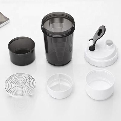 500 ml Τρεις στρώσεις πλαστικό γυμναστήριο γυμναστική πρωτεΐνη shaker μπουκάλι νερού για εξωτερικά σπορ