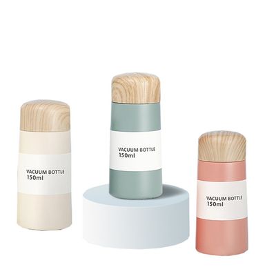 304 ανοξείδωτου χάλυβα Tumbler Vacuum Flask Mini μπουκάλι νερού Cup με εξατομικευμένο χρώμα ξύλινο δημητριακό κάλυμμα