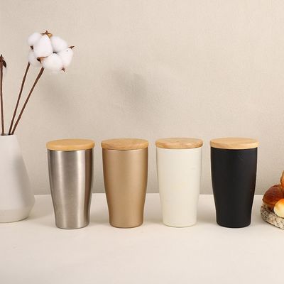 Χάλυβα από ανοξείδωτο χρώμα Custom 350ml BPA Free Vacuum Tumbler με κάλυμμα από μπαμπού Αποδεκτό OEM