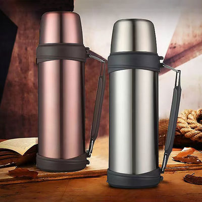 1000 ml Chic ανοξείδωτο ευρύ στόμα αθλητικό διπλό τοίχωμα κενό μονωμένο μπουκάλι νερού με λαβή