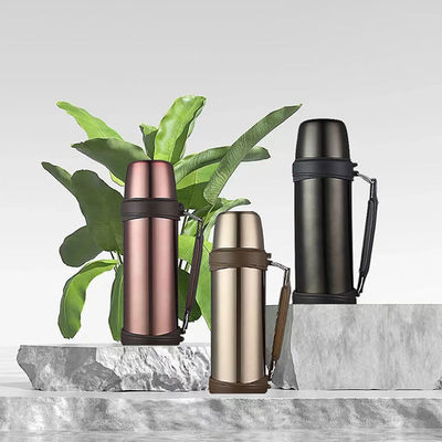 1000 ml Chic ανοξείδωτο ευρύ στόμα αθλητικό διπλό τοίχωμα κενό μονωμένο μπουκάλι νερού με λαβή