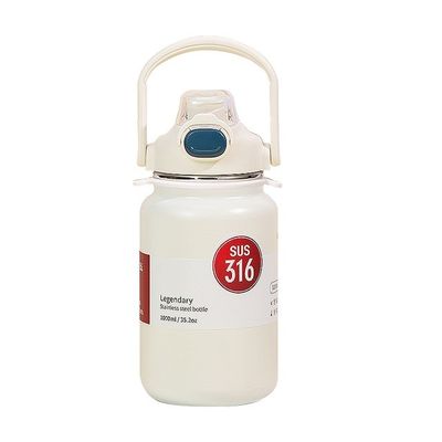Θερμική κούπα για τσάι και ποτά 1300ml φορητό μπουκάλι νερού από ανοξείδωτο χάλυβα γκρι λογότυπο