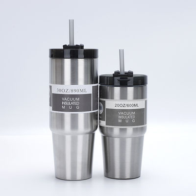 20oz/30oz Ατσάλινο Tumbler Διπλό τοίχωμα Ατμομόνωση Κούπα Αυτοκινήτου με άχυρο