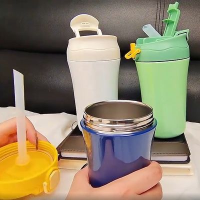 15oz aspirator μπουκάλι νερού γραφείου διπλό τοίχωμα απομονωμένο ταξιδιωτικό καφέ κούπα με κάλυμμα σιλικόνης