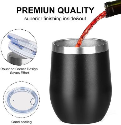 Καμπίνγκ 12oz από ανοξείδωτο χάλυβα μονωμένο με σχήμα αυγού κύπελλο με κάλυμμα PP τροφίμων