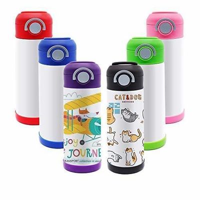 12oz Sublimation Blank λευκό μπουκάλι για παιδιά από ανοξείδωτο χάλυβα διπλό τοίχωμα aspirator για παιδιά μπουκάλι νερού