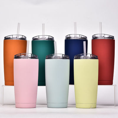 Κλασικό Στυλ Σχεδιασμού Vakuum Tumbler Ατσάλινο μπουκάλι νερού με πλαστικό άχυρο