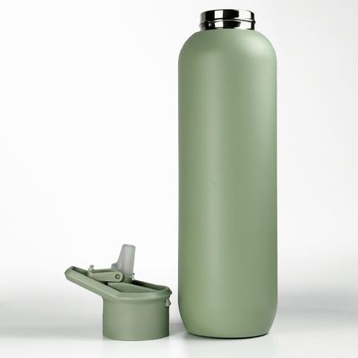 Ασφάλεια 32oz / 1000ml διπλό τοίχωμα κενό μονωμένο φιάλη νερού από ανοξείδωτο χάλυβα με καπάκι από άχυρο