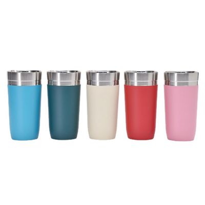 16oz διπλό τοίχωμα από ανοξείδωτο χάλυβα με ατμομόνωση ταξιδιωτική κούπα καφέ με πλαστικό καπάκι