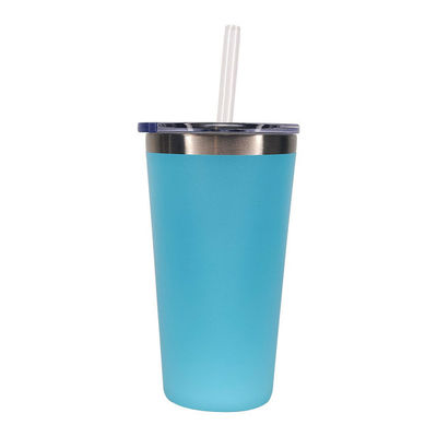 Προσαρμοσμένο λογότυπο 500 ml μπουκάλι νερού από ανοξείδωτο χάλυβα με ίσιο φλιτζάνι και καλαμάκια