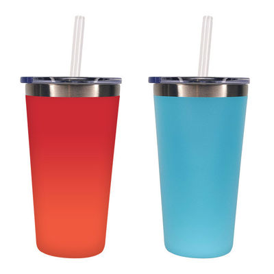 Προσαρμοσμένο λογότυπο 500 ml μπουκάλι νερού από ανοξείδωτο χάλυβα με ίσιο φλιτζάνι και καλαμάκια