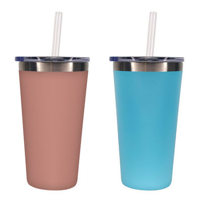 Προσαρμοσμένο λογότυπο 500 ml μπουκάλι νερού από ανοξείδωτο χάλυβα με ίσιο φλιτζάνι και καλαμάκια
