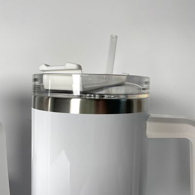 Προσαρμοσμένο λογότυπο 40oz λευκή υπολίμανση από ανοξείδωτο χάλυβα κενό μπουκάλι με άχυρο πάγο tumbler