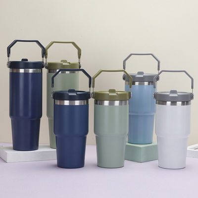 Προσαρμοσμένο χρώμα λογότυπο 20Oz 30Oz Διπλό τοίχωμα υπολίμανση μονωμένα φορητά καλαμάκια ταξιδιωτικά αυτοκίνητα καφέ κούπα με λαβή