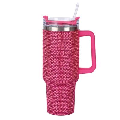 40oz Ράινστεον Πλαστ Tumbler Κύπελλο με Κουμπί και Φέτα Διπλό Τείχος Κατασκευή