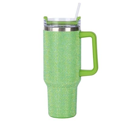 40oz Ράινστεον Πλαστ Tumbler Κύπελλο με Κουμπί και Φέτα Διπλό Τείχος Κατασκευή