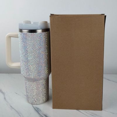 40oz Ράινστεον Πλαστ Tumbler Κύπελλο με Κουμπί και Φέτα Διπλό Τείχος Κατασκευή