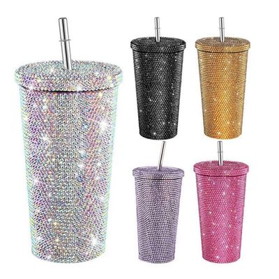 Εφοδιασμένο 500ml Ατσάλινο Ατμομόνωση καφέ tumbler με κάλυμμα άχυρο και άχυρο