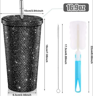 Εφοδιασμένο 500ml Ατσάλινο Ατμομόνωση καφέ tumbler με κάλυμμα άχυρο και άχυρο
