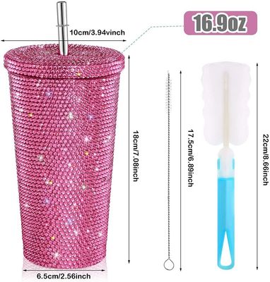 Εφοδιασμένο 500ml Ατσάλινο Ατμομόνωση καφέ tumbler με κάλυμμα άχυρο και άχυρο