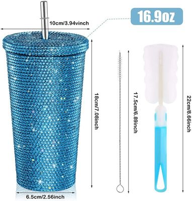 Εφοδιασμένο 500ml Ατσάλινο Ατμομόνωση καφέ tumbler με κάλυμμα άχυρο και άχυρο