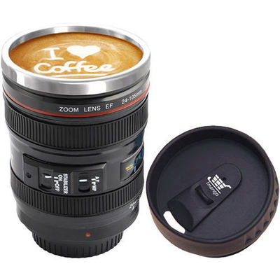 Ταξιδιωτικοί φωτογράφοι Tumbler Camera Lens Καφέ Κούπα με μονωμένο σχεδιασμό και αναμειγνύοντας