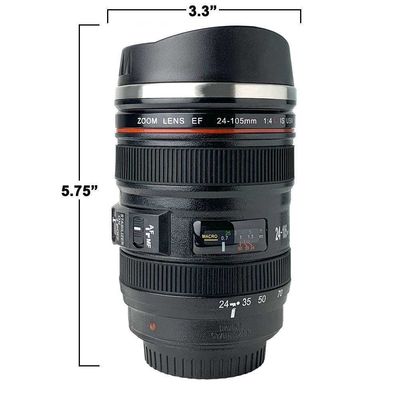 Ταξιδιωτικοί φωτογράφοι Tumbler Camera Lens Καφέ Κούπα με μονωμένο σχεδιασμό και αναμειγνύοντας