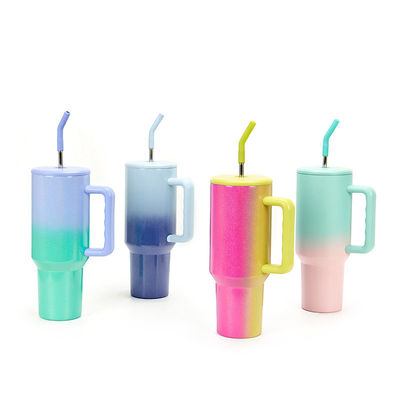 40oz κλίση Rainbow Tumbler Κούπες με άχυρο βιώσιμη και HANDGRIP αξεσουάρ